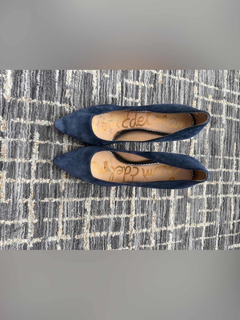 Sam Edelman Navy Suede Pointed Ballet Flats